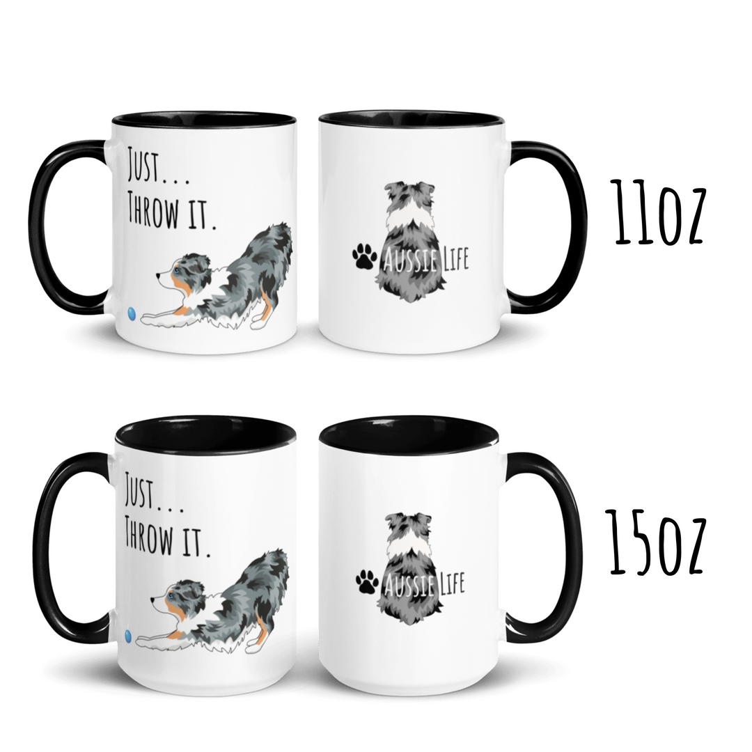 american kennel club aussie coffee mug Just Throw It Australian Shepherd Coffee Mug