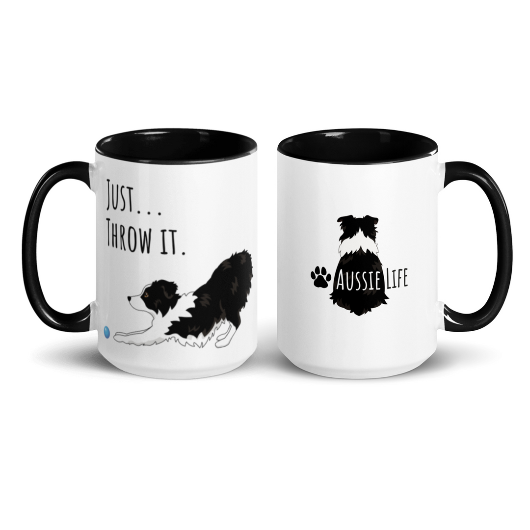 Just Throw It Australian Shepherd Coffee Mug – Bordercollied Up