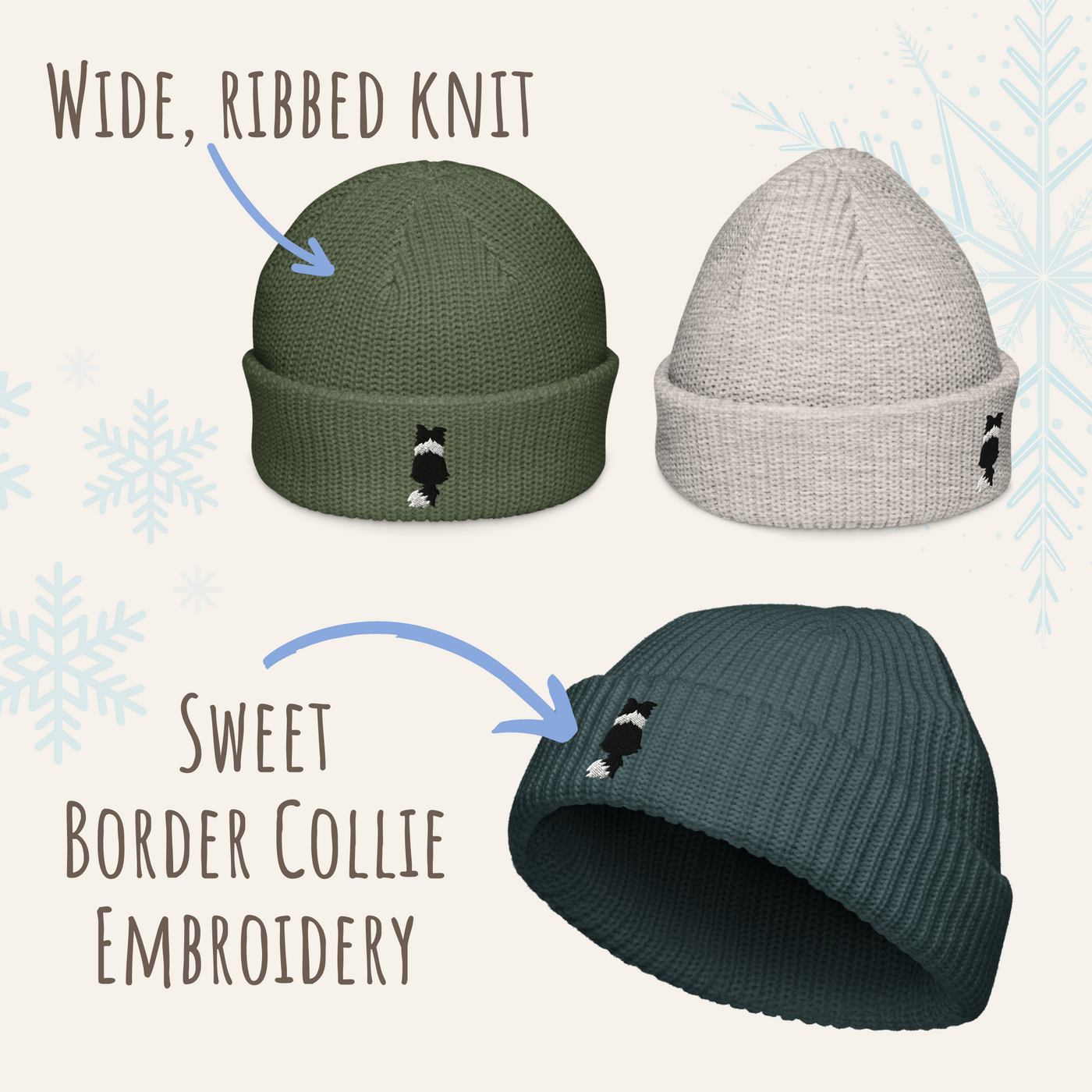 Border Collie Fisherman Style Beanie