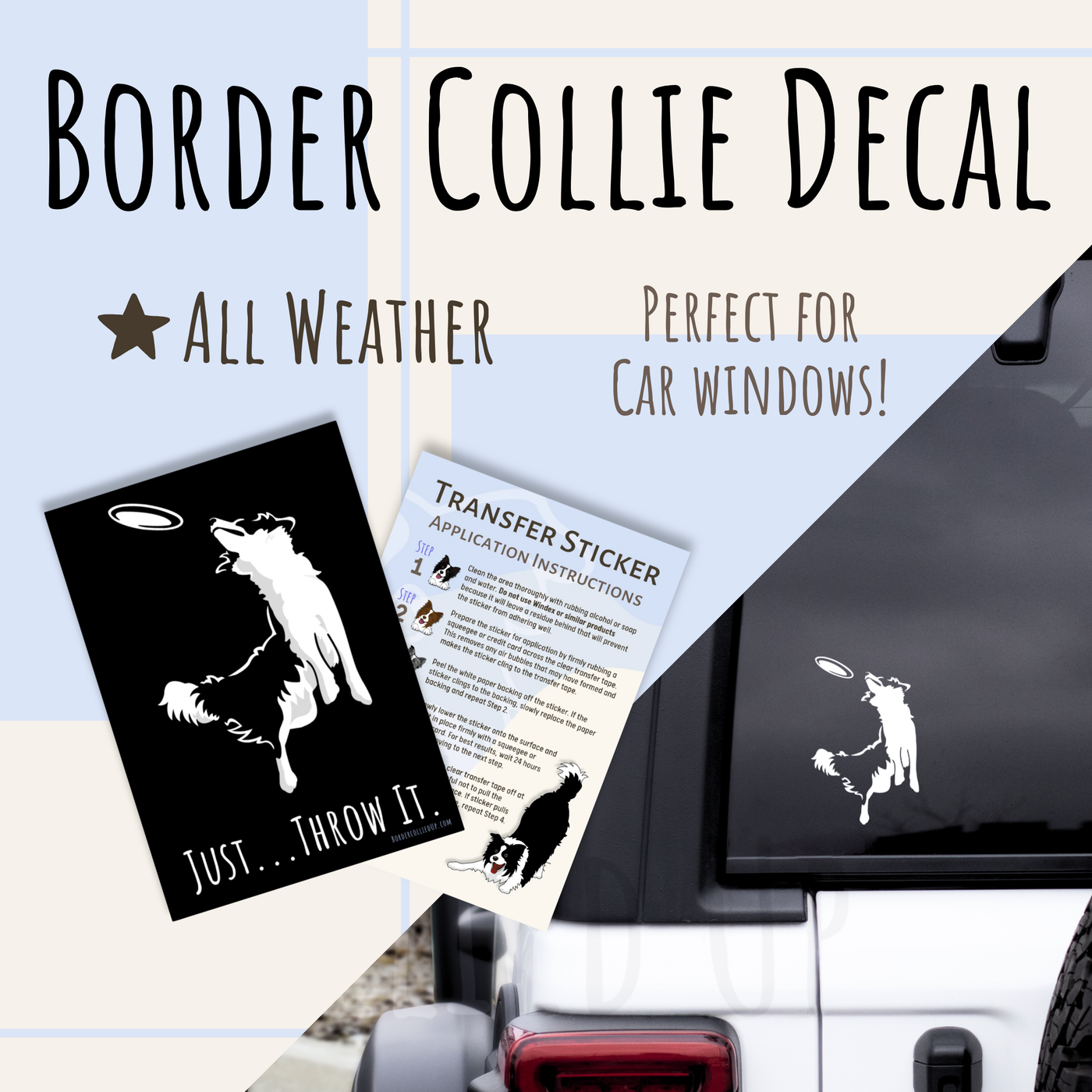 Disc Dog Border Collie Decal