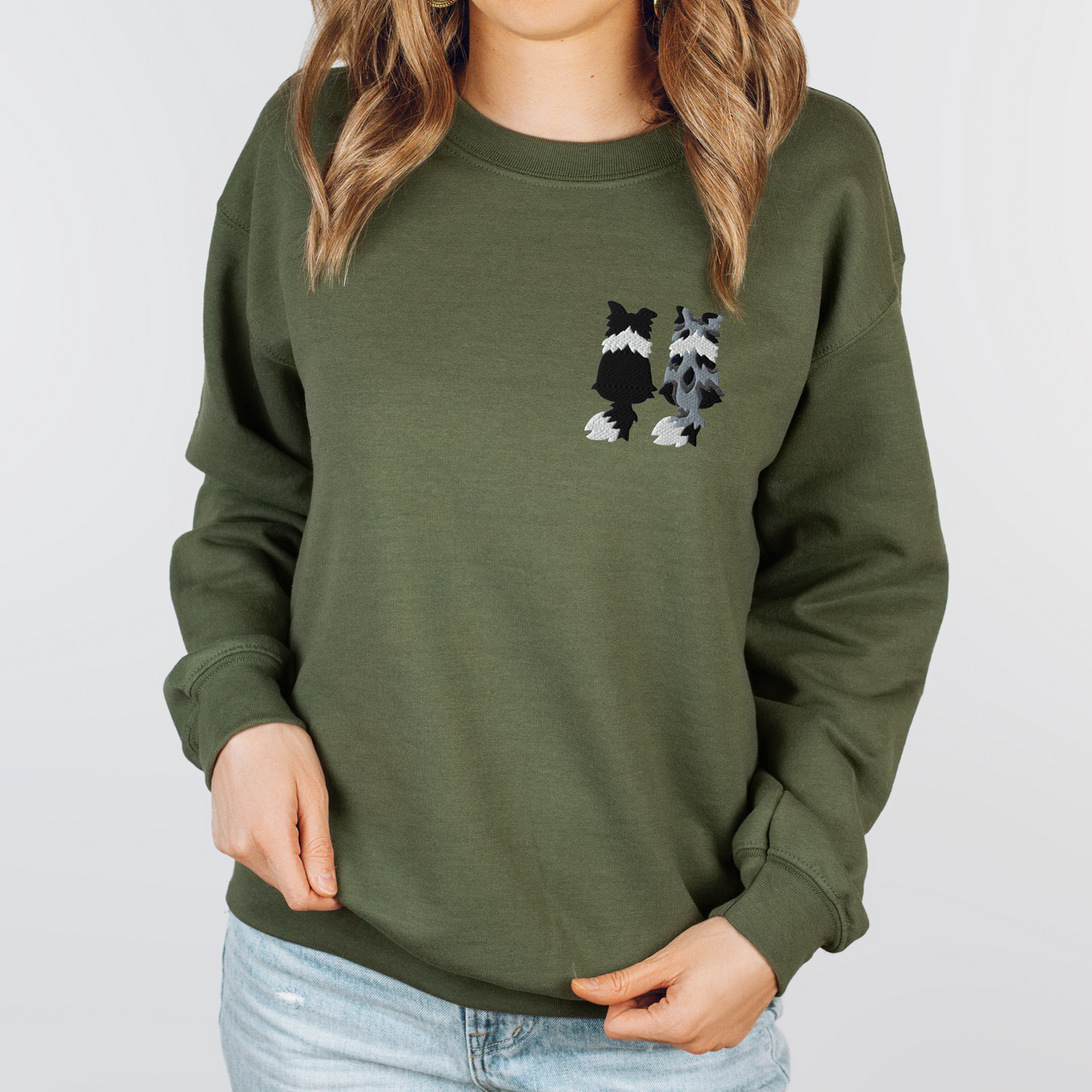 border collie embroidered sweatshirt