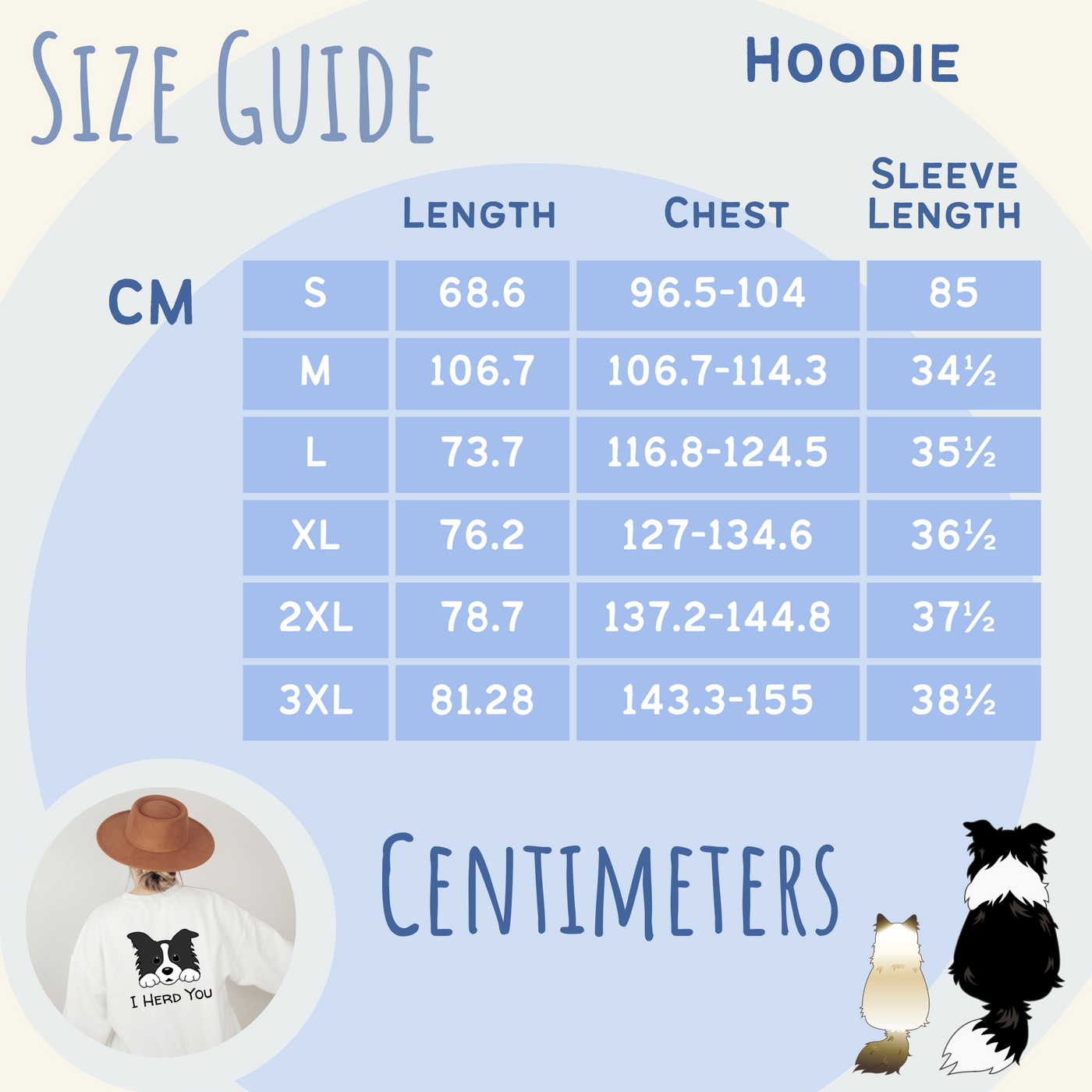 border collie embroidered hoodie