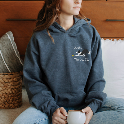 Just Throw It Border Collie Embroidered Hoodie