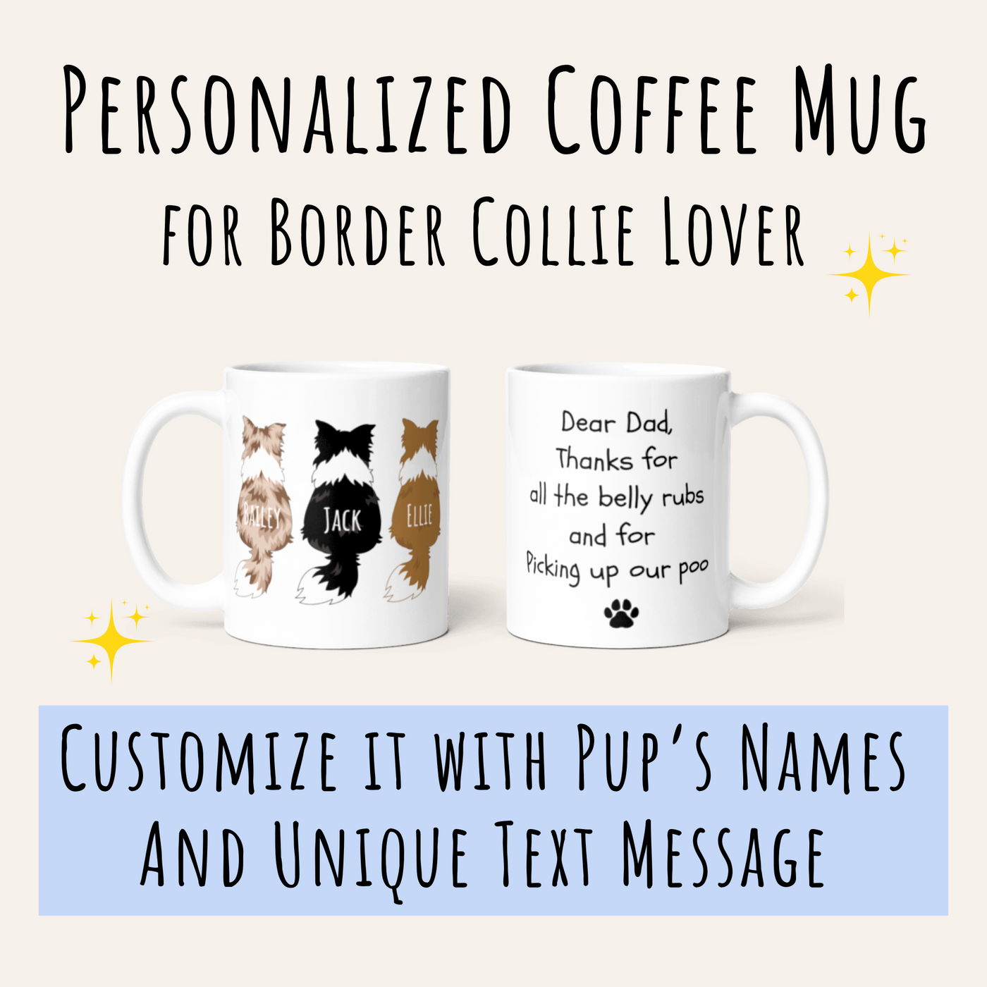 Personalized Border Collie Mug