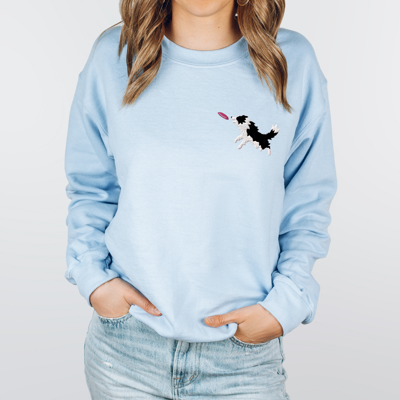 Disc Dog Border Collie Embroidered Sweatshirt