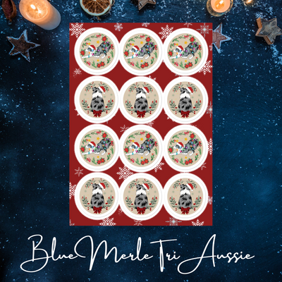 Australian Shepherd Holiday Sticker Sheet