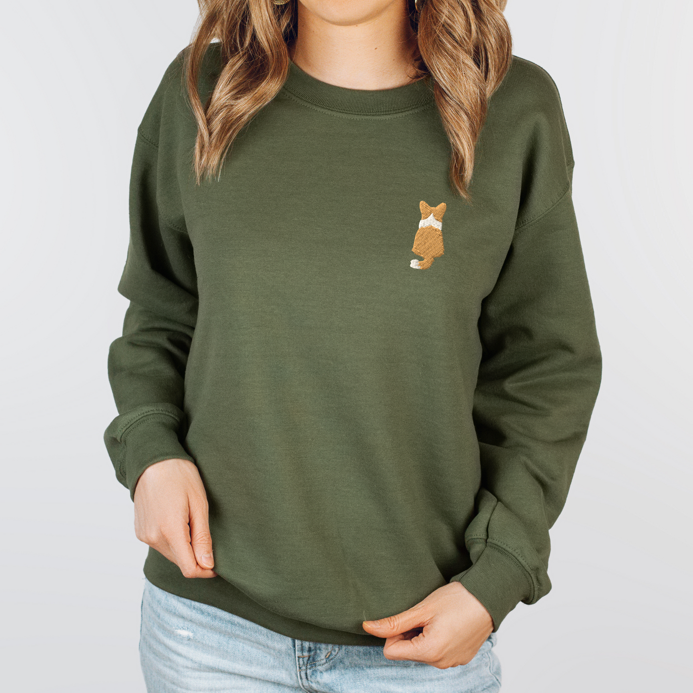 Corgi Back Embroidered Sweatshirt