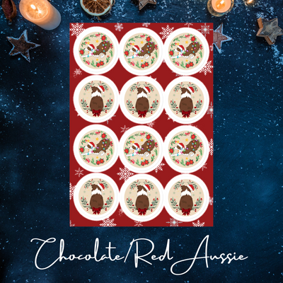 Australian Shepherd Holiday Sticker Sheet