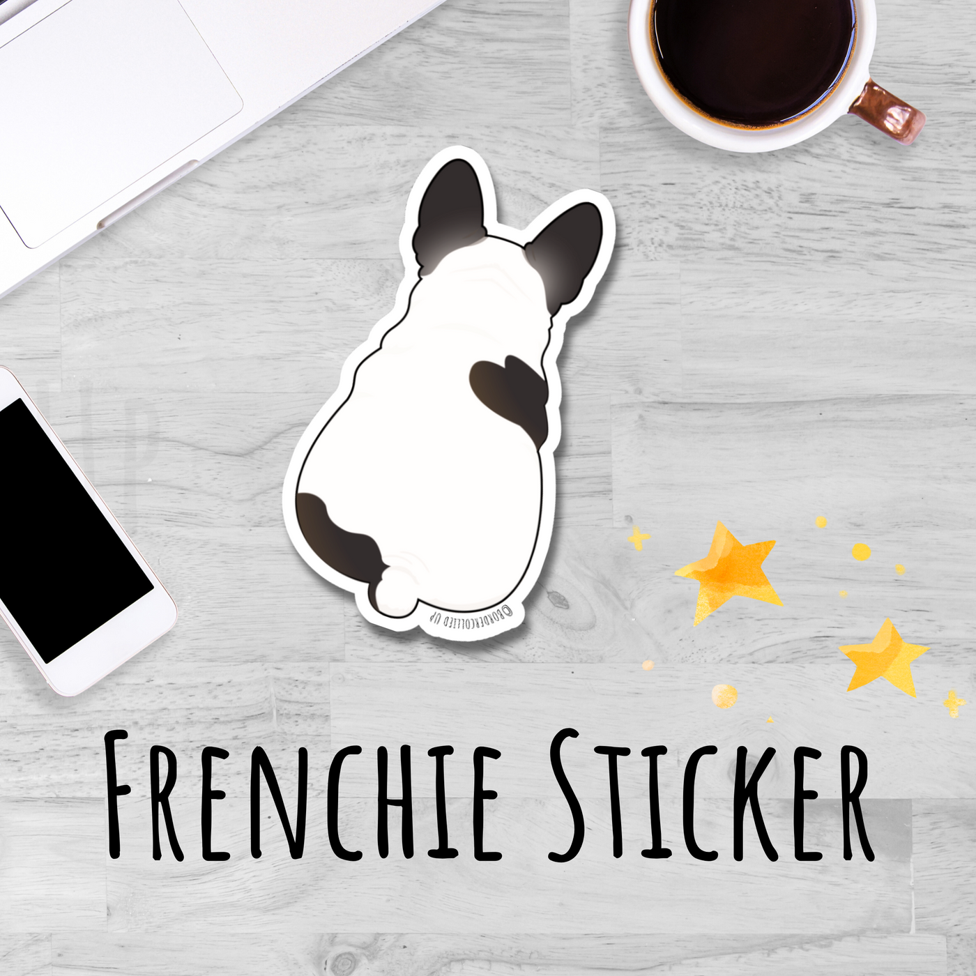 French Bulldog Behind Sticker