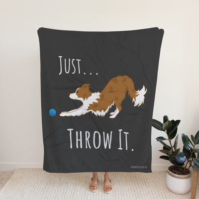 Just.Throw It Red Border Collie Throw Blanket