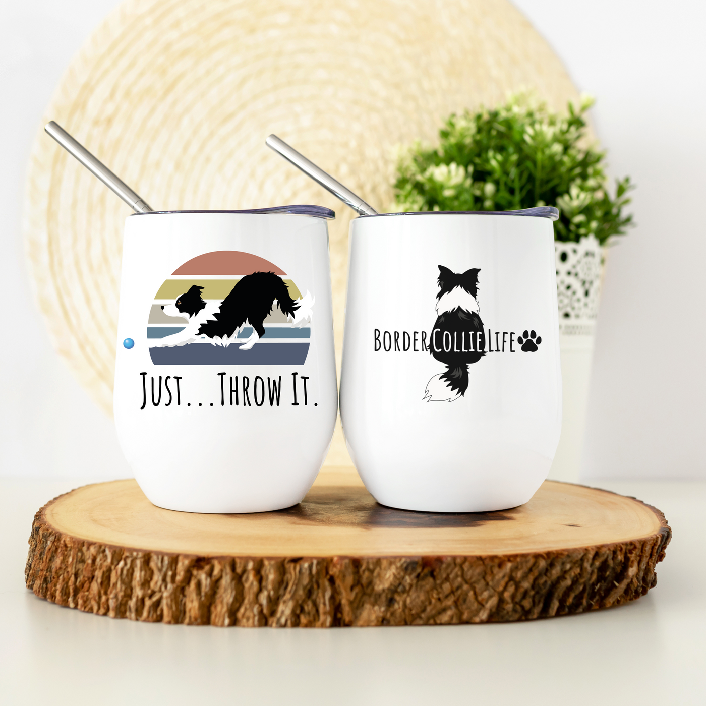 Just throw it border collie cup | just throw it retro border collie | Retro border collie | border collie tumbler | border collie mug | just throw it mug | border collie gift for border collie lovers