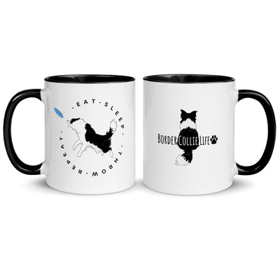 border collie mug | Eat sleep throw repeat border collie mug | disc dog coffee mug | Agility dog border collie | frisbee dog border collie