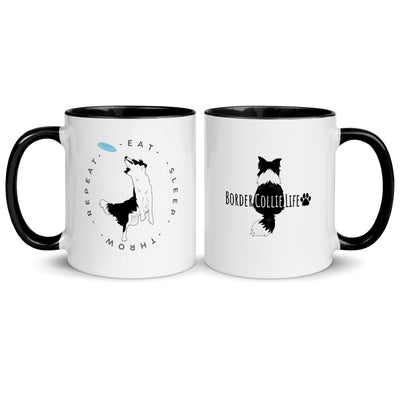 bordercollie mug | border collie mug | Eat sleep throw repeat border collie mug | disc dog coffee mug | Agility dog border collie | frisbee dog border collie