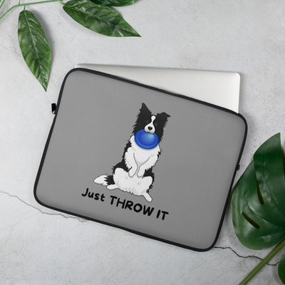 Just Throw It Workaholic Border Collie Laptop Sleeve